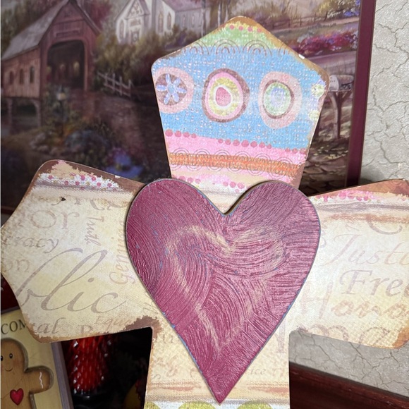 16” Colorful Decorative Cross with Heart Psalms 150:6 - Picture 9 of 10